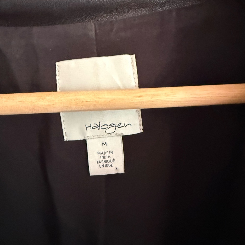 Halogen Black Leather Jacket Sleek Collarless Des… - image 2